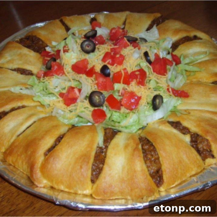 Pillsbury Crescent Roll Taco Bake, a fun and easy family dinner or party food.