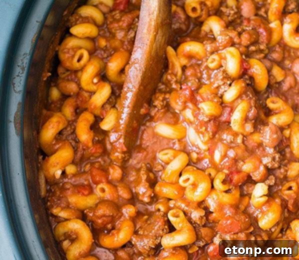 Hearty Slow Cooker Chili Mac, an easy and comforting one-pot meal.