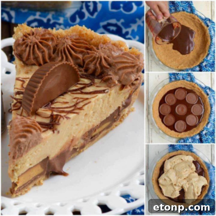 Rich and creamy Peanut Butter Cup Pie, a dream dessert for peanut butter and chocolate lovers.