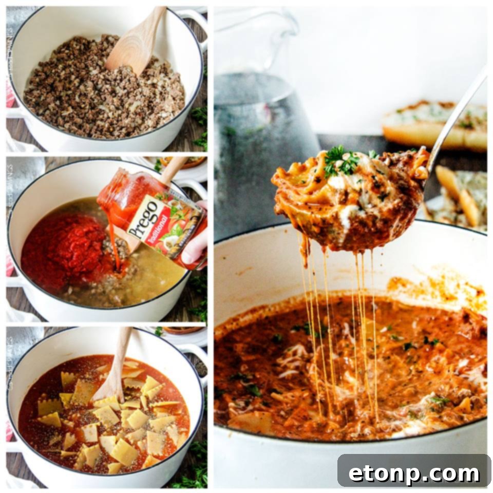 Easy One Pot Lasagna Soup, tasting like classic lasagna without the fuss.