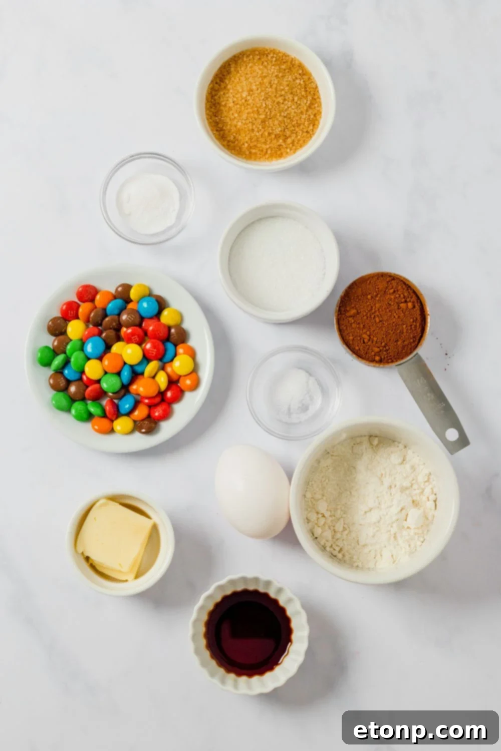 ingredients for Chocolate M&M Cookies on table 