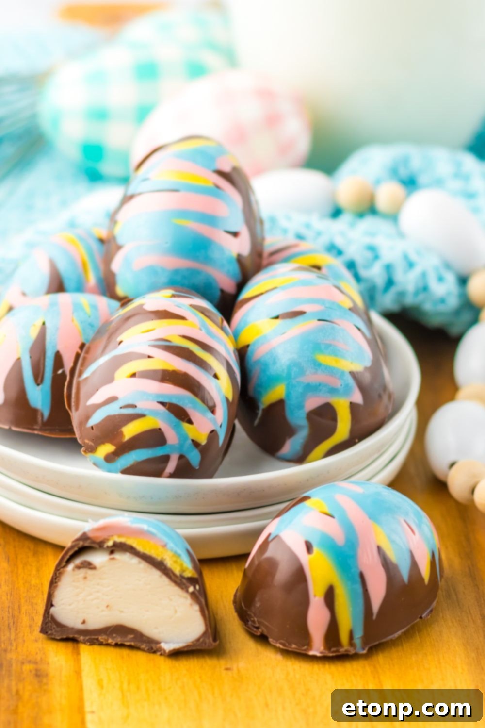 Easter Marshmallow Eggs on table 