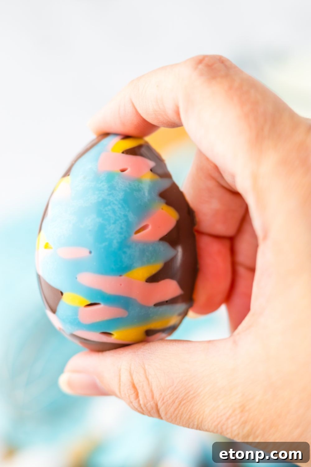 Easter Marshmallow Eggs being held in hand 