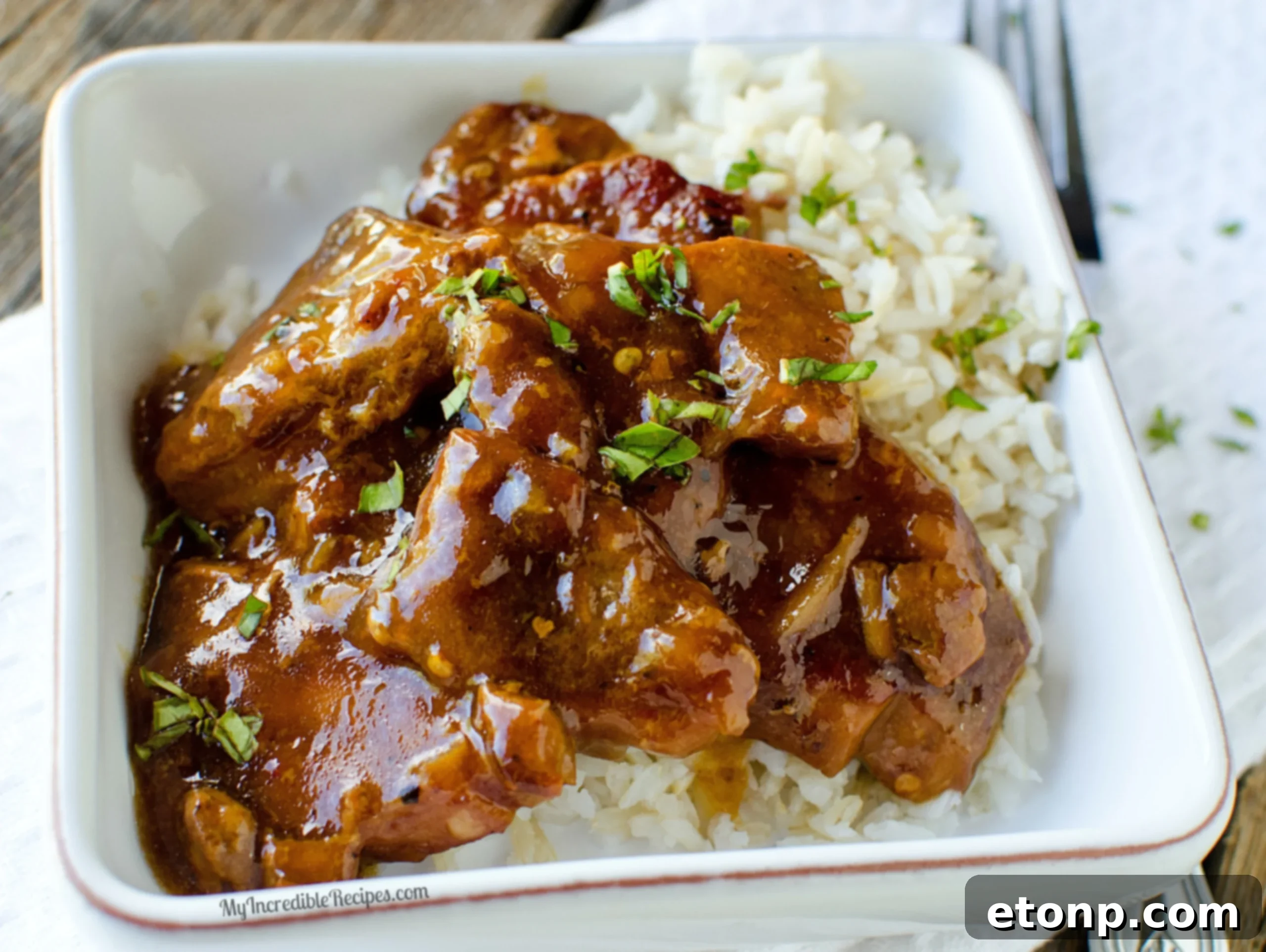 Slow Cooker Garlic Ginger Pork simmering in the slow cooker