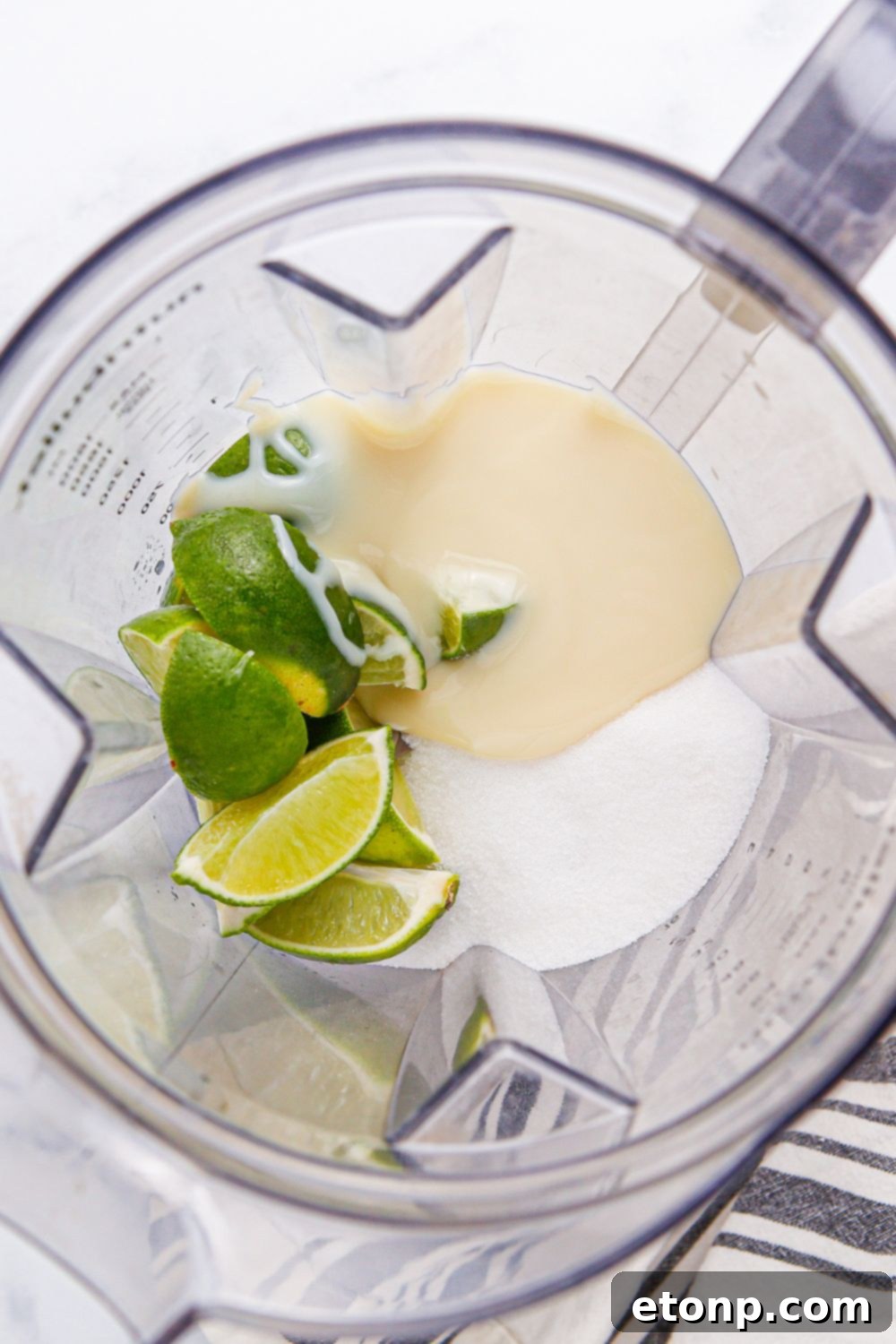 ingredients for Brazilian Limeade in a blender 