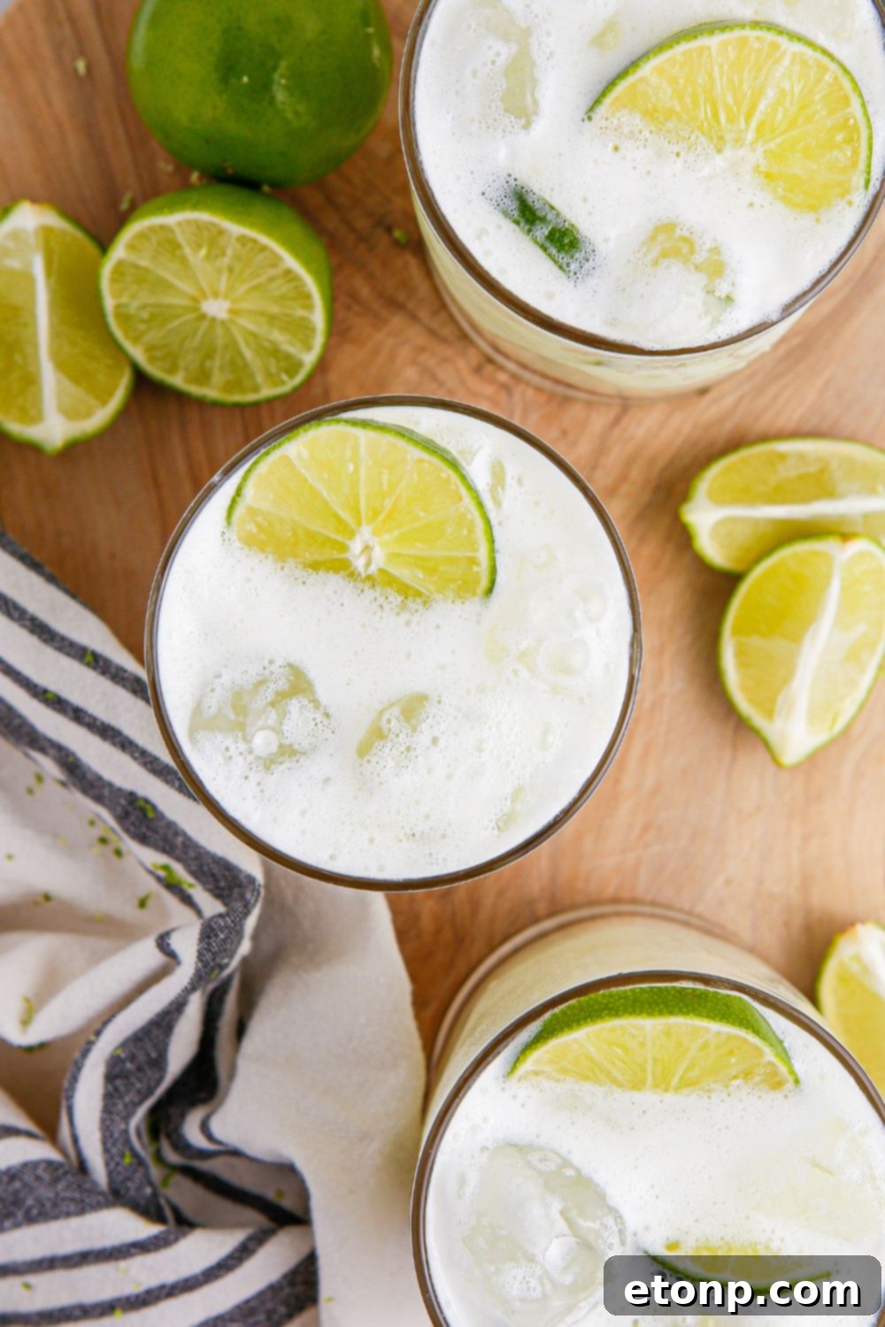 limeades on table with lime wedges around it on table 