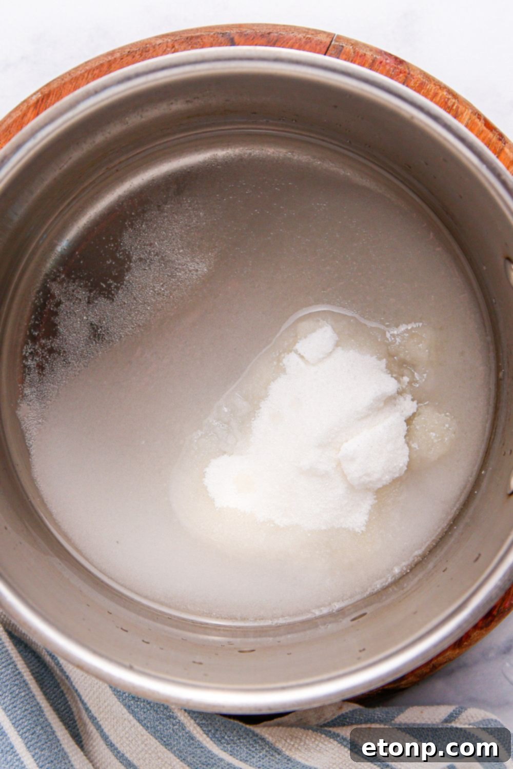 sugar and water in a small saucepan 
