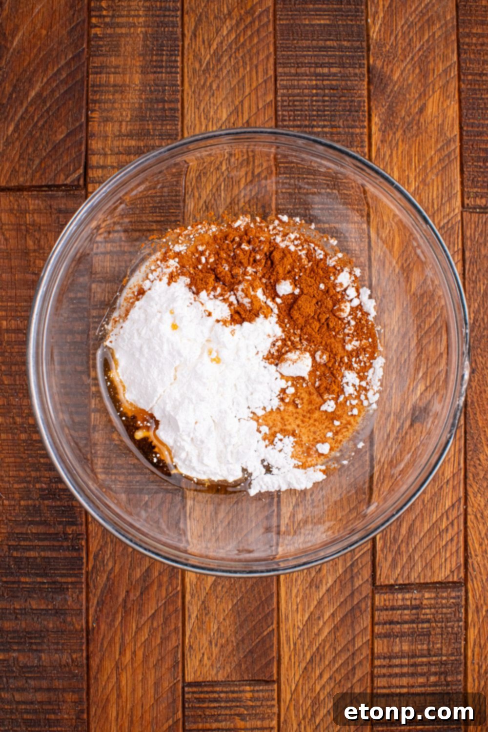 Golden Pumpkin Blossom Bread 11 bowl of powdered sugar glaze ingredients on table