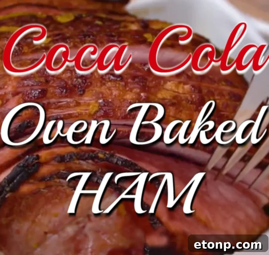 Freshly baked Coca-Cola glazed brown sugar ham on a serving platter