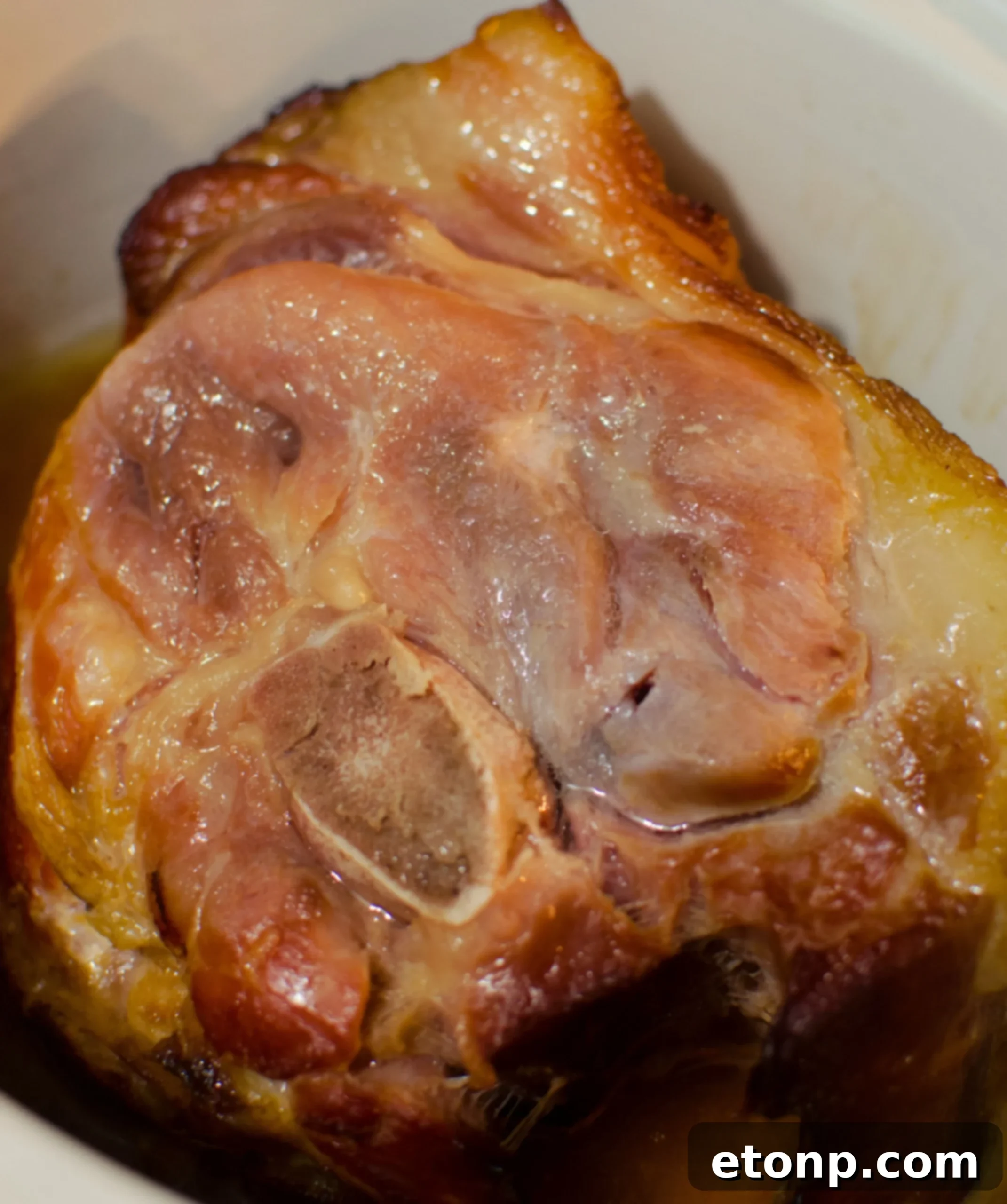 Slices of succulent Coca-Cola glazed ham ready to be served