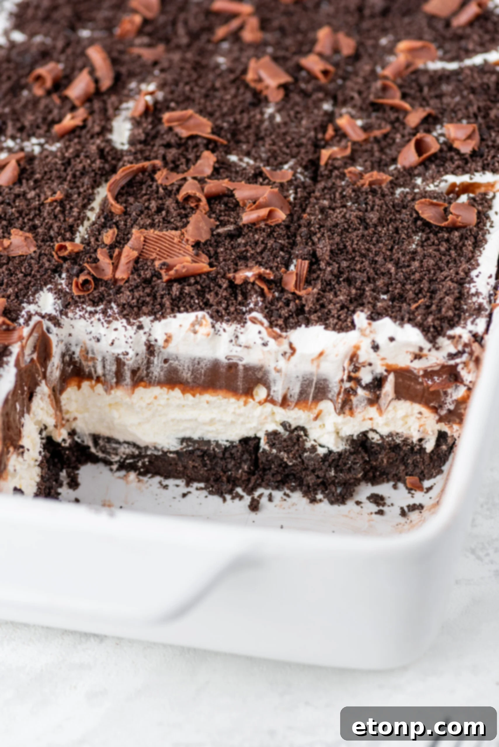 Decadent Chocolate Oreo Dream 16 Chocolate Oreo Lush in a white baking dish