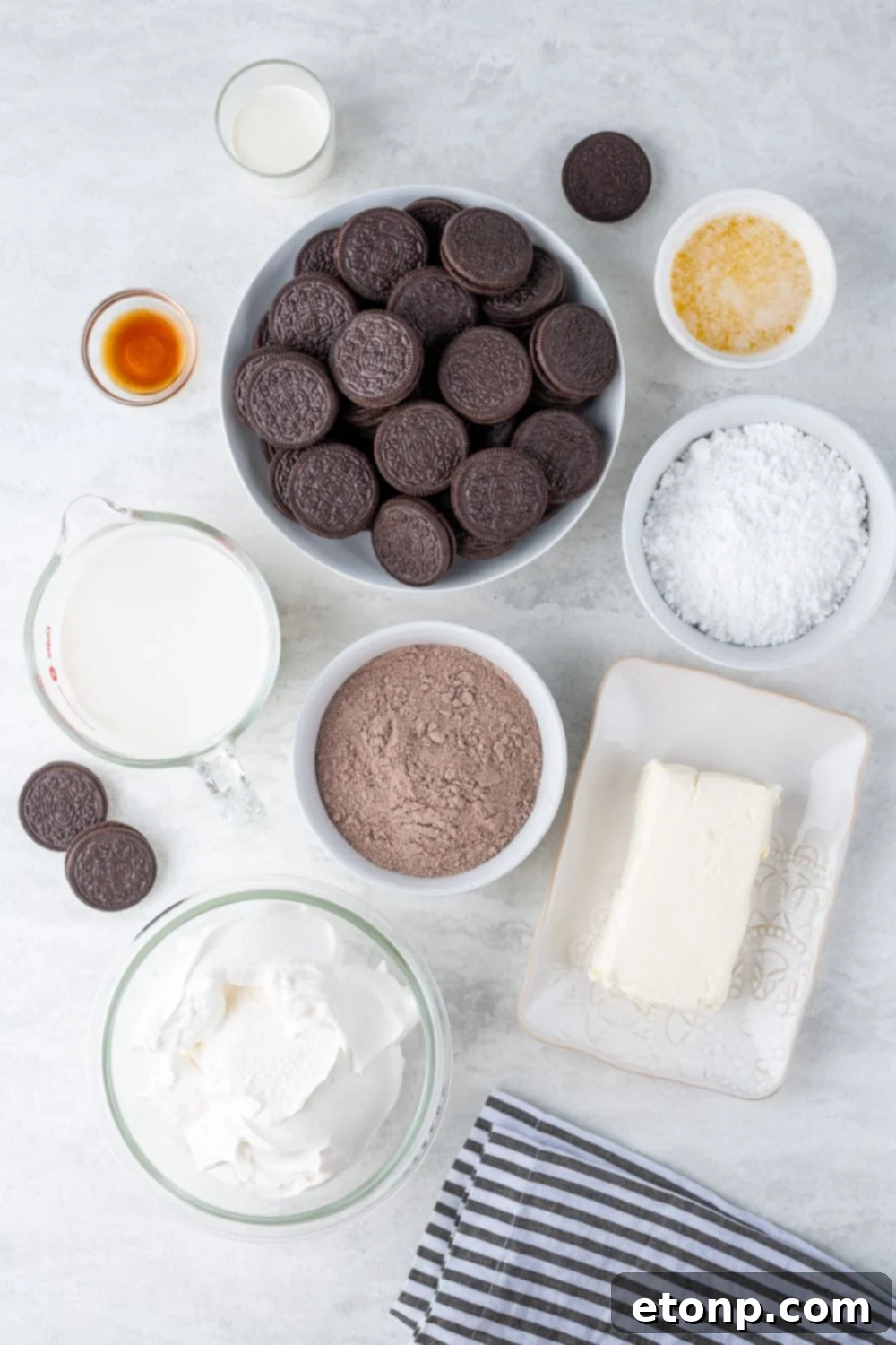 Decadent Chocolate Oreo Dream 5 Chocolate Oreo Lush ingredients on marble counter