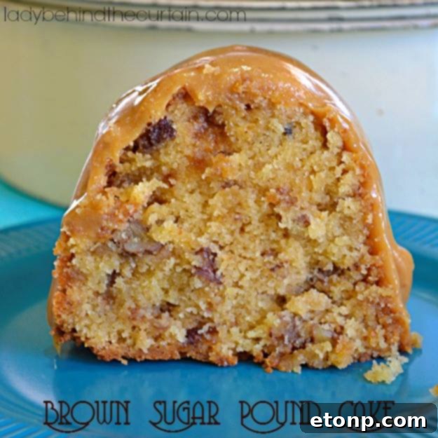 Brown sugar pound cake on a cooling rack