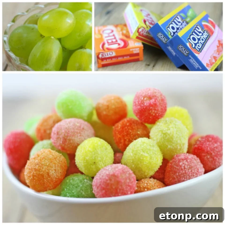 Jolly Rancher coated grapes, a sweet and sour treat