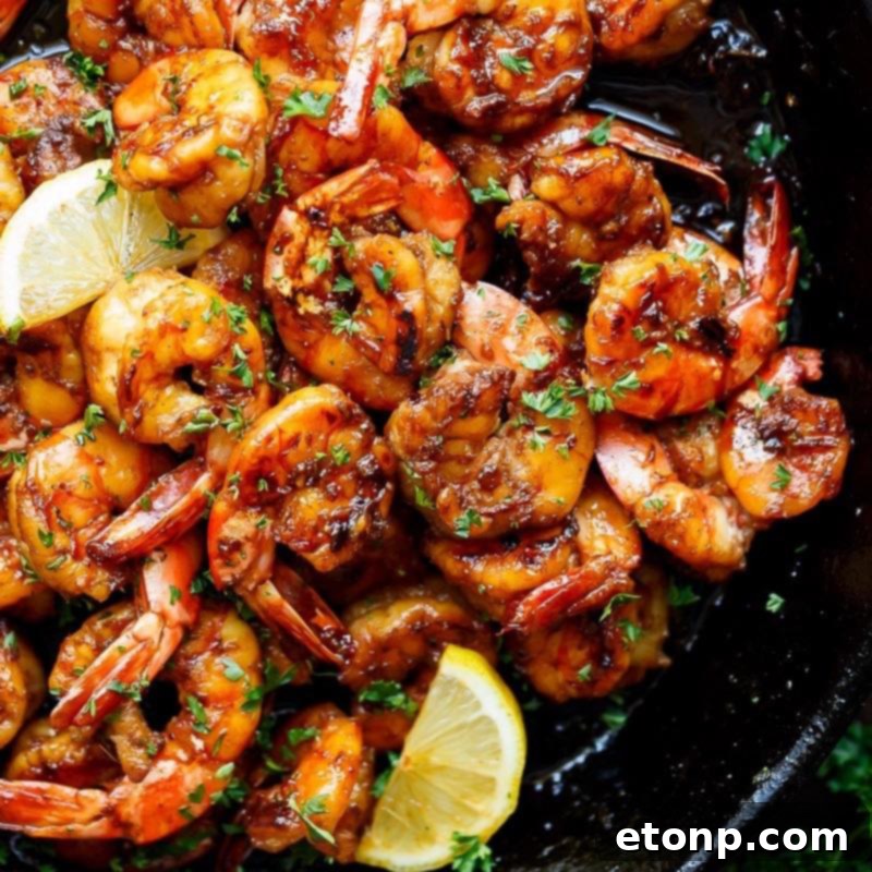 Browned butter honey garlic shrimp with fresh parsley