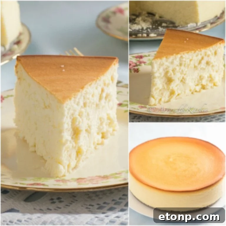 Tall and creamy New York cheesecake on a white plate