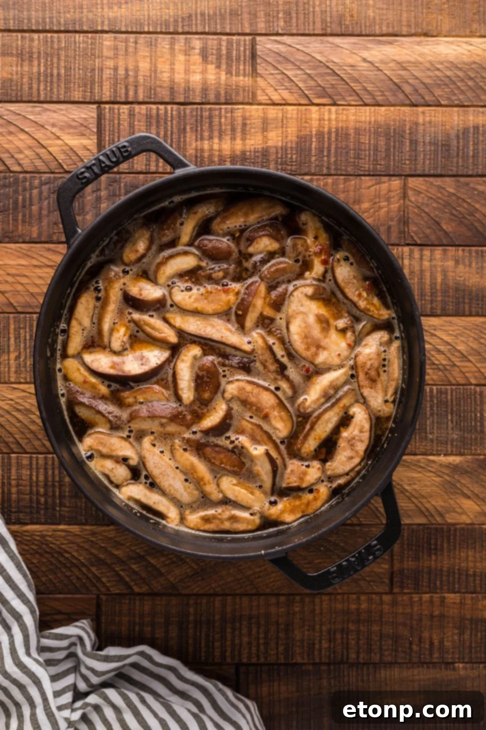P.F. Chang's Hot and Sour Soup ingredients being cooked in a pot on the stovetop