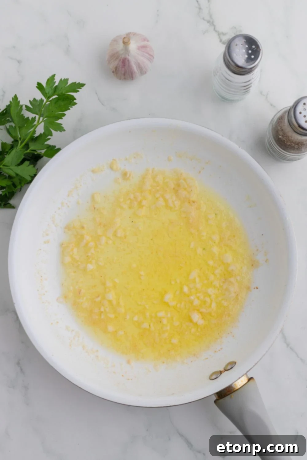 Buttery Garlic Chicken Bites 7 garlic butter in skillet