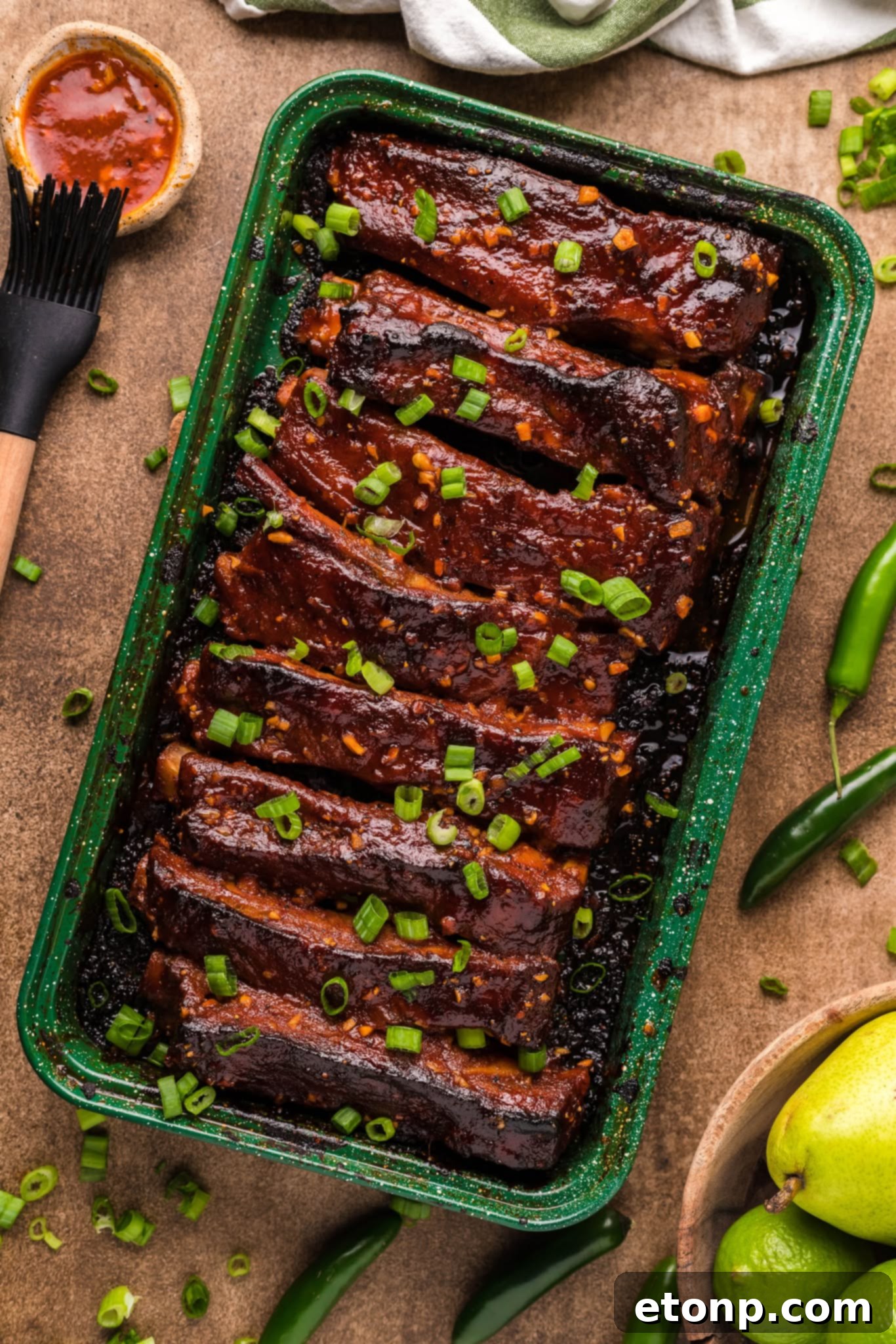 Close-up of Spicy Sticky Pork Ribs