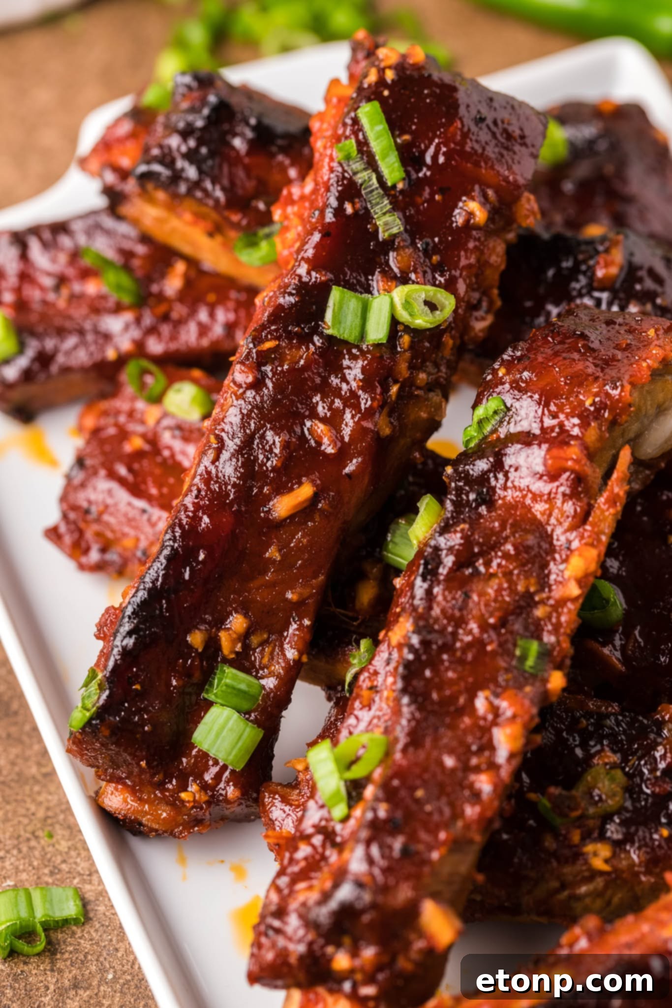 Spicy Sticky Pork Ribs on a baking sheet