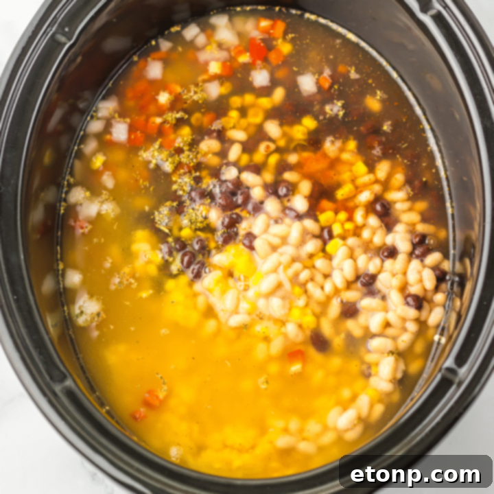 In process photos of making Tortilla Soup. 