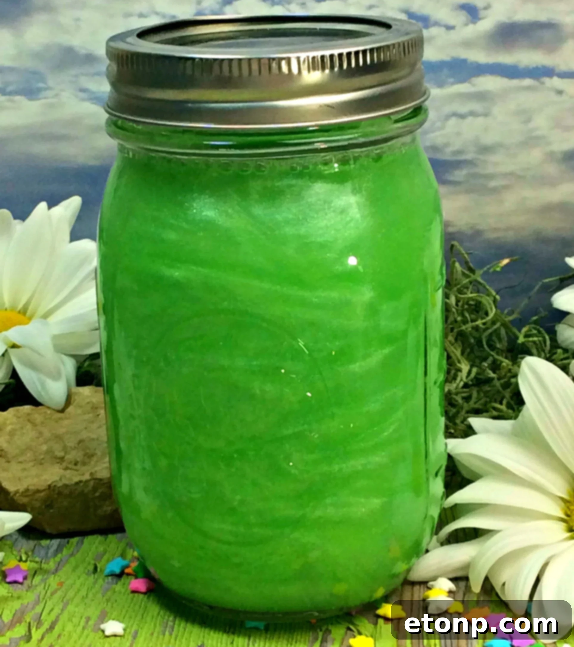 Fairy Moonshine in jars with shimmering liquid