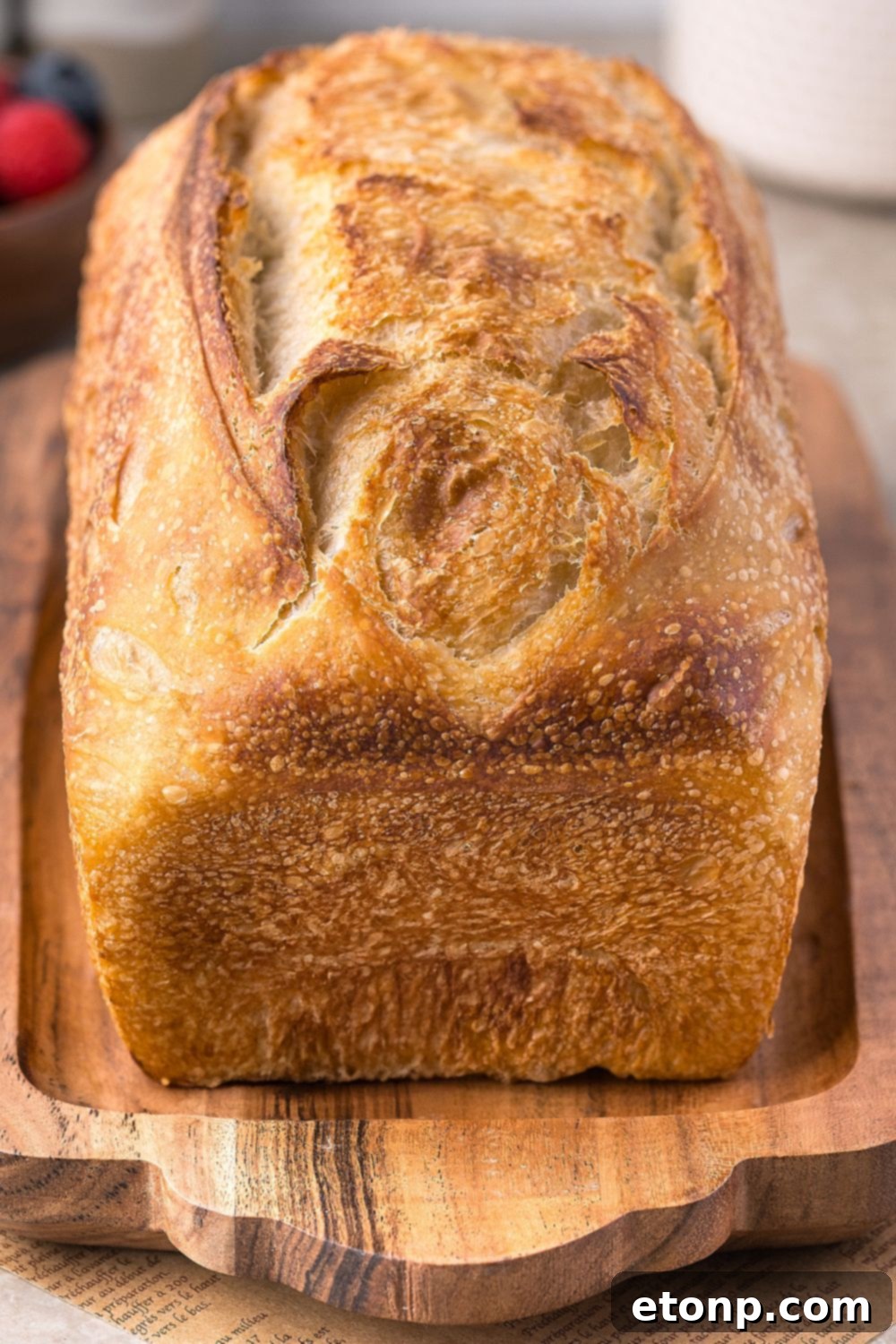 Homemade Sourdough Bread loaf on table 