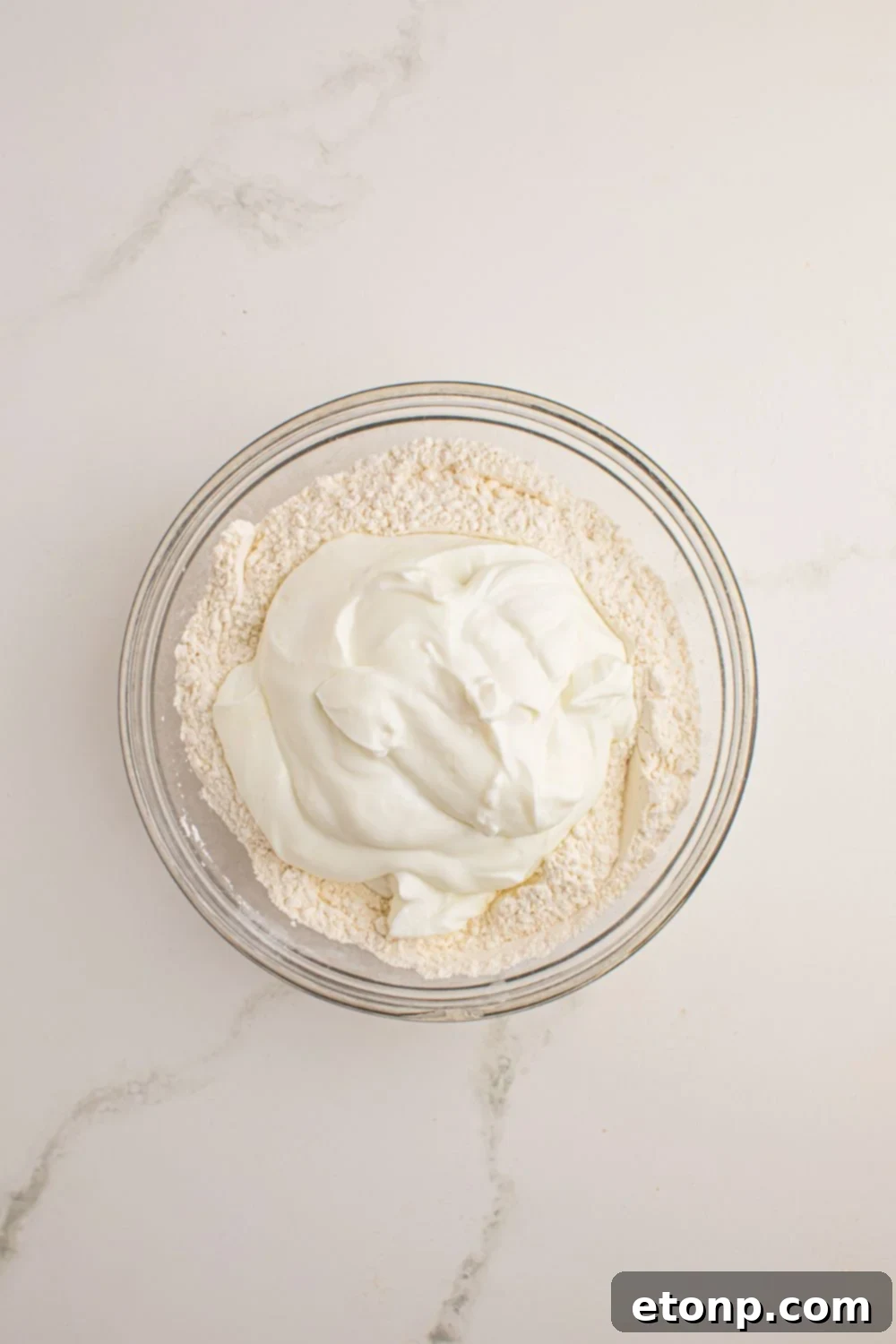 3 Ingredient Flatbread in a bowl with yogurt in center 