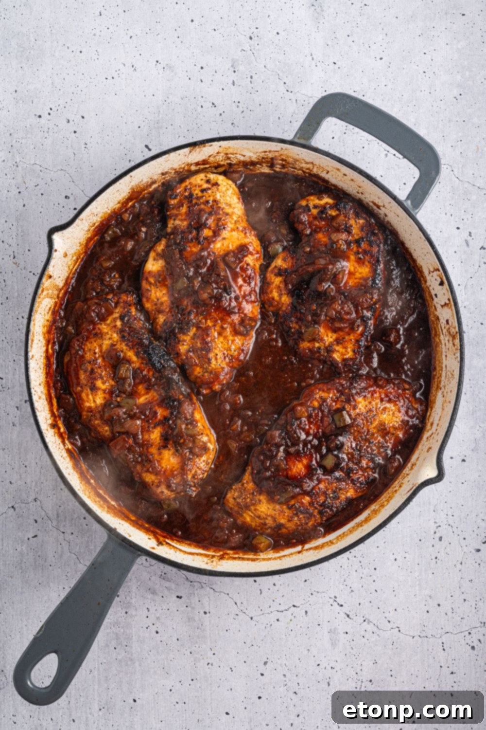 One Pan Cheesy Salsa Chicken 9 Cheesy Salsa Chicken in a skillet on table