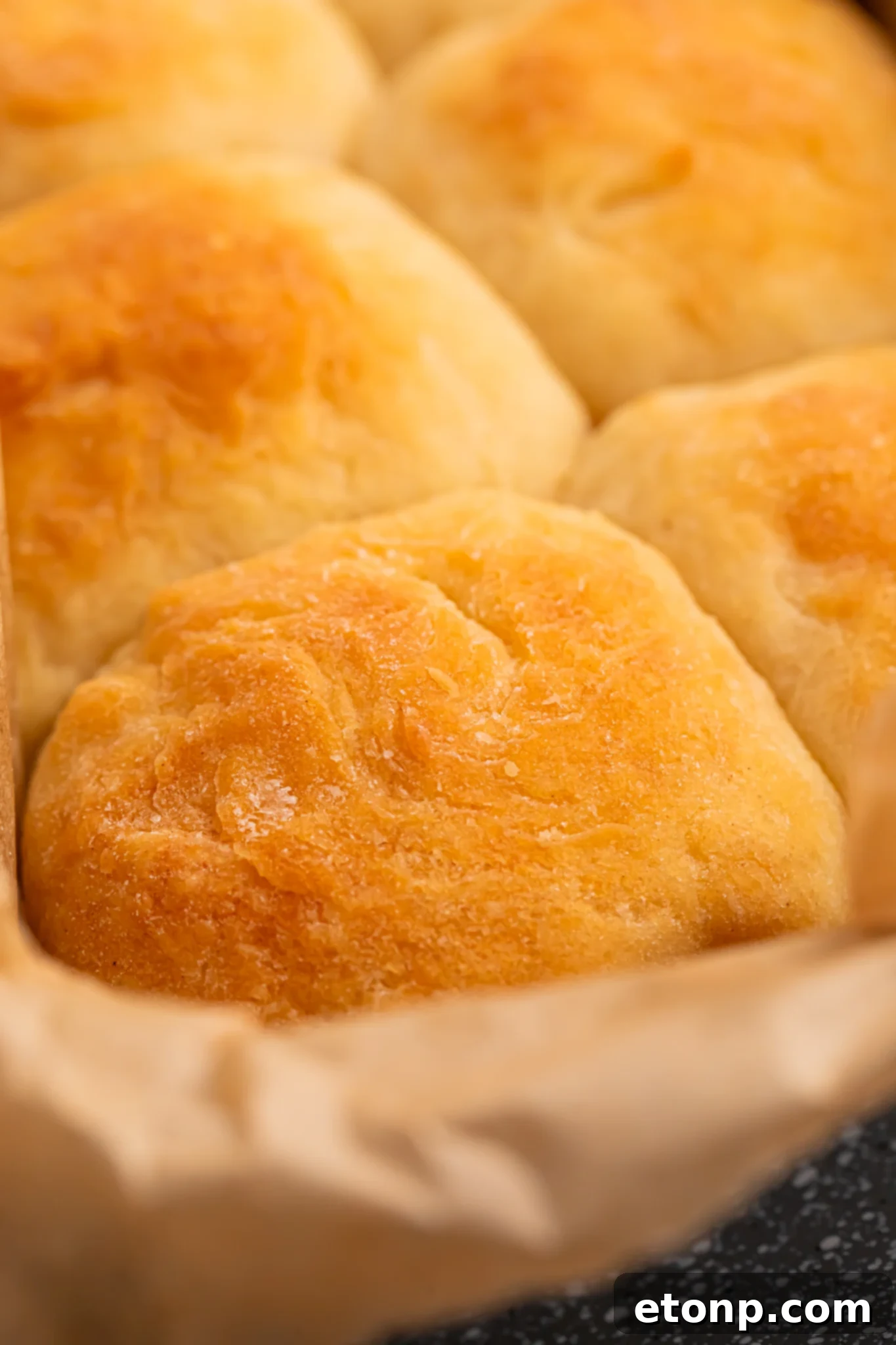 2 ingredient dinner rolls up close showing the golden tops of them