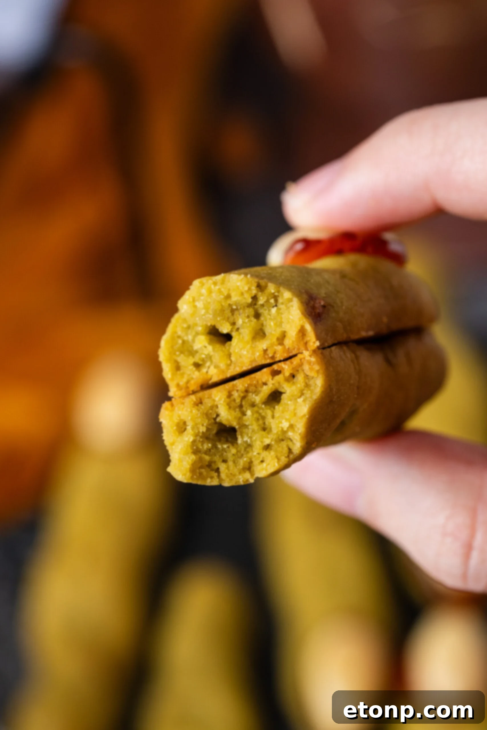 Witch Finger Cookie split open to show the delicious consistency inside!