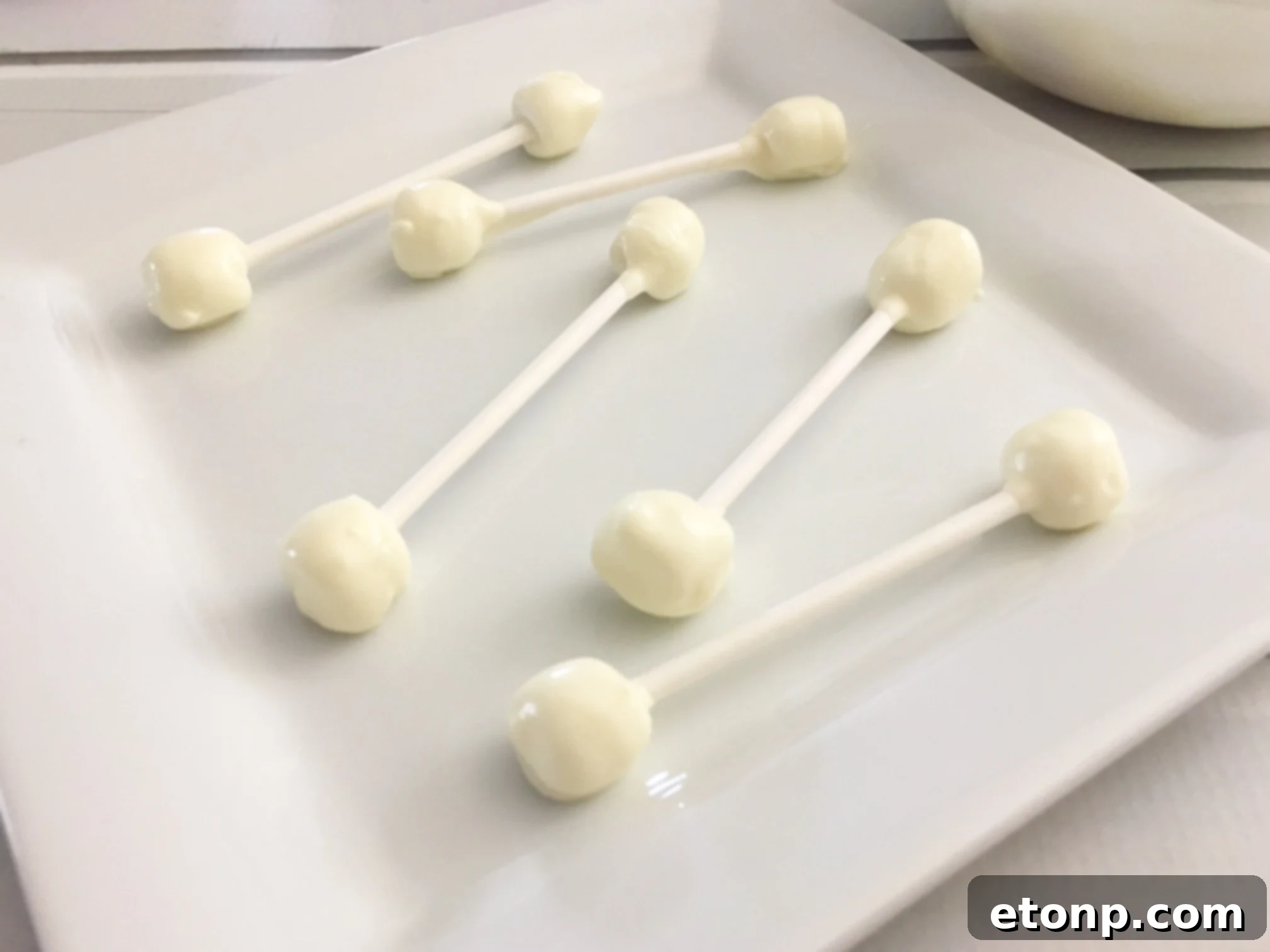 A selection of 'dirty Q-tip' Halloween treats on a tray, ready to be served.