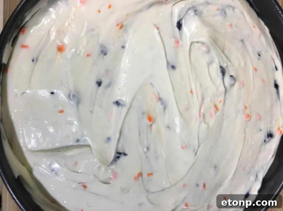 Another view of the Halloween Cheesecake showing its creamy texture and festive appeal