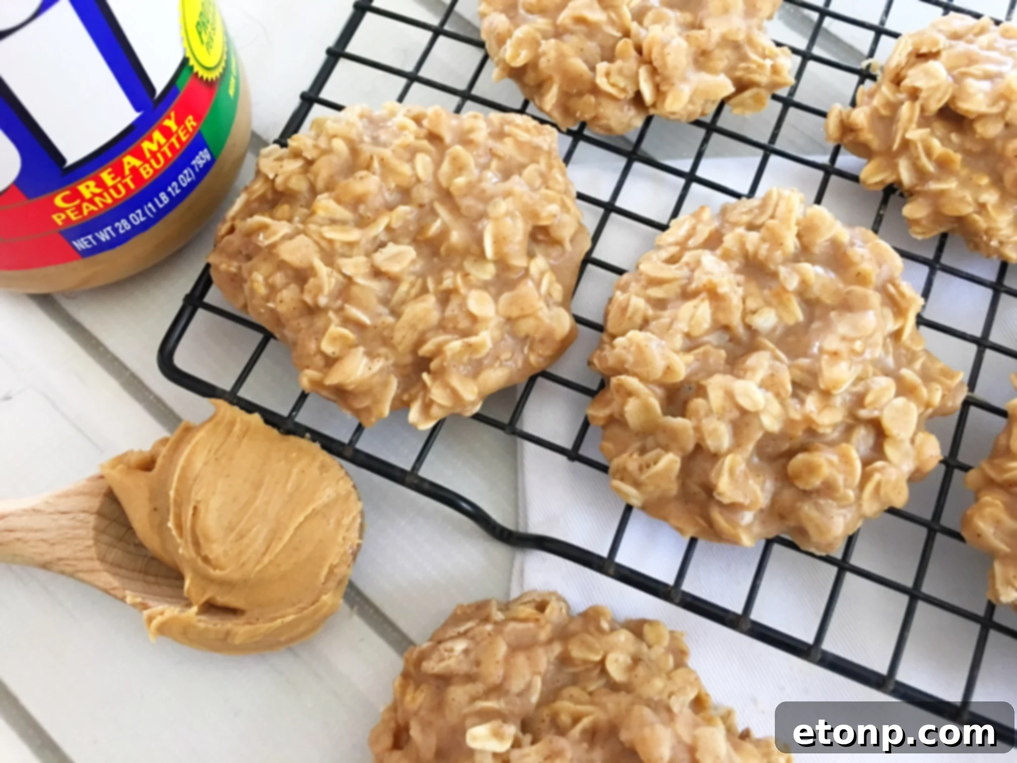 Delicious no-bake peanut butter cookies arranged beautifully on parchment paper