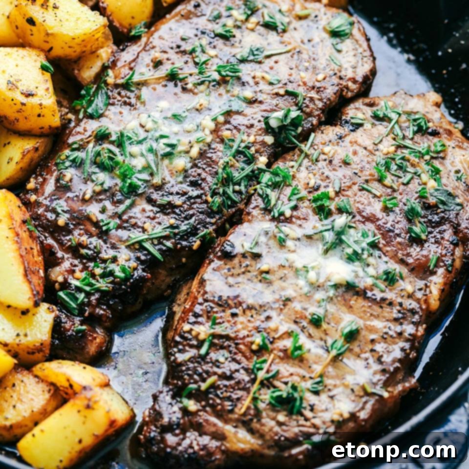 Skillet Garlic Butter Herb Steak and Potatoes