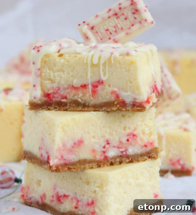 Candy Cane Chocolate Cheesecake Bars