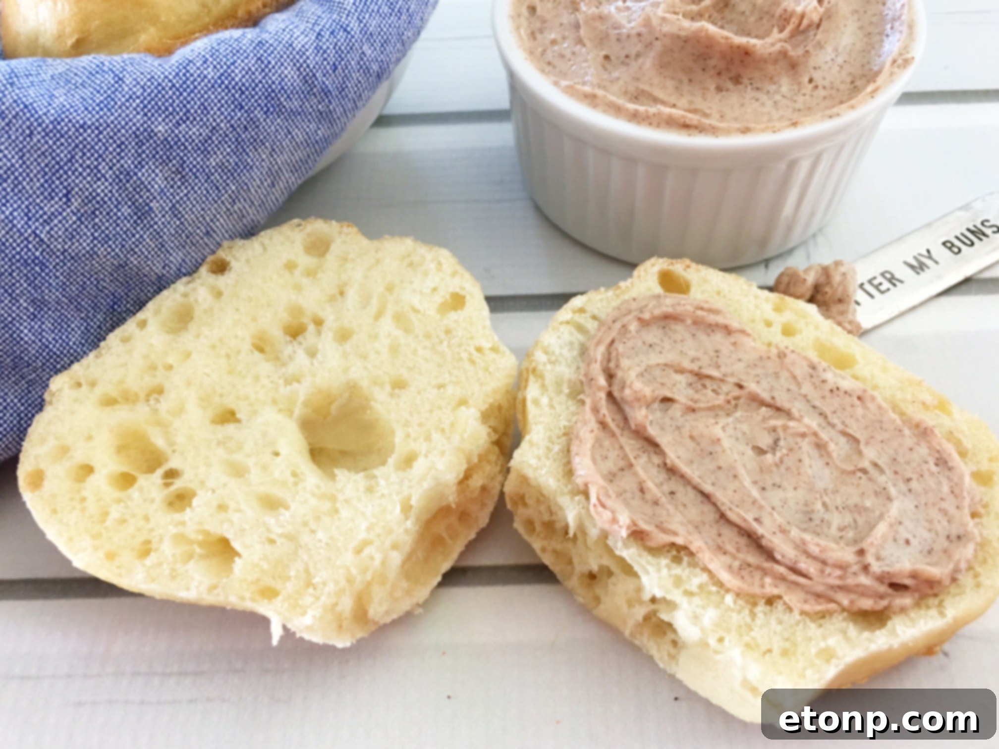 Cinnamon Honey Butter served alongside warm bread rolls