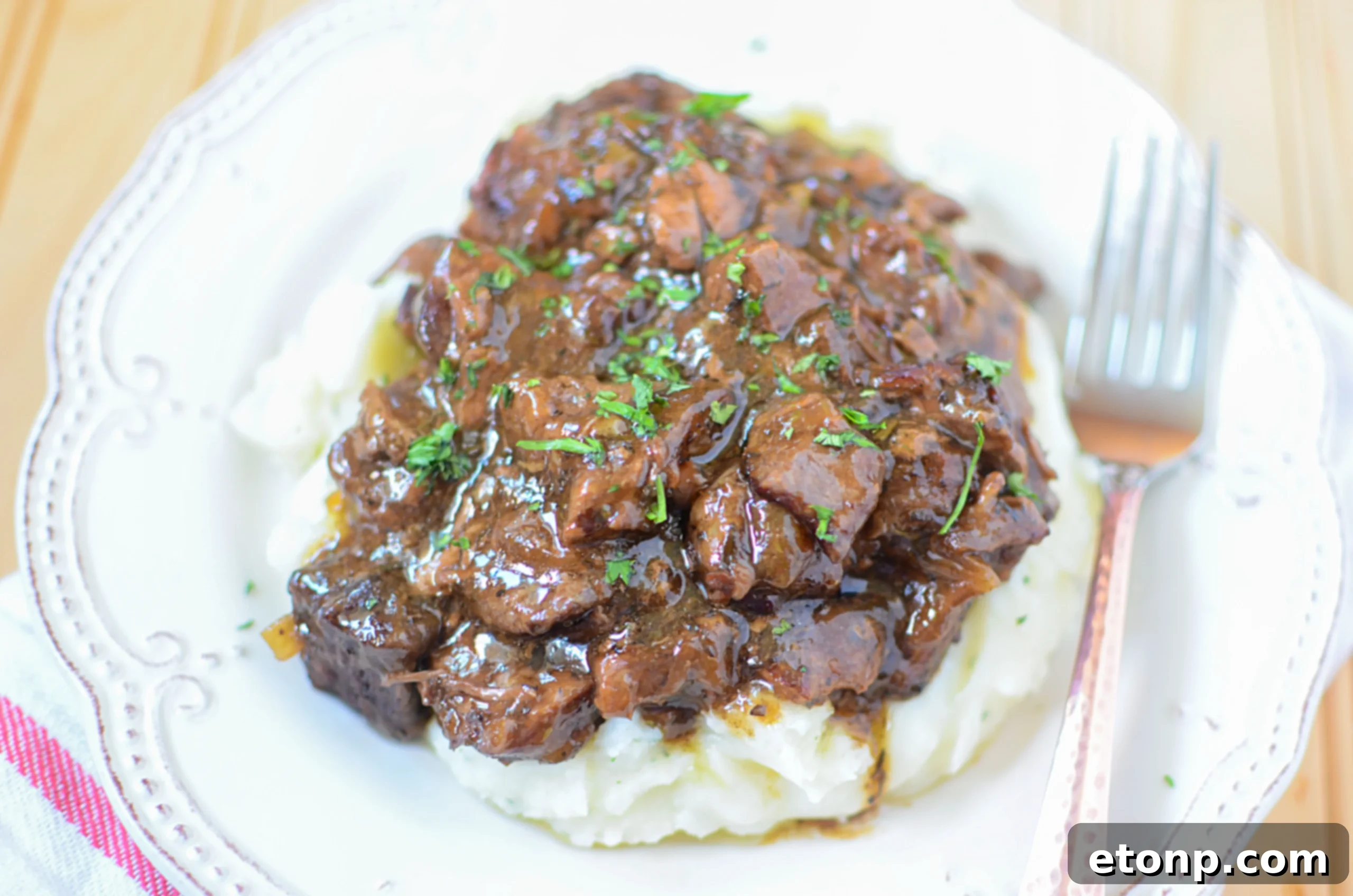 Another view of the comforting slow cooker sirloin beef tips