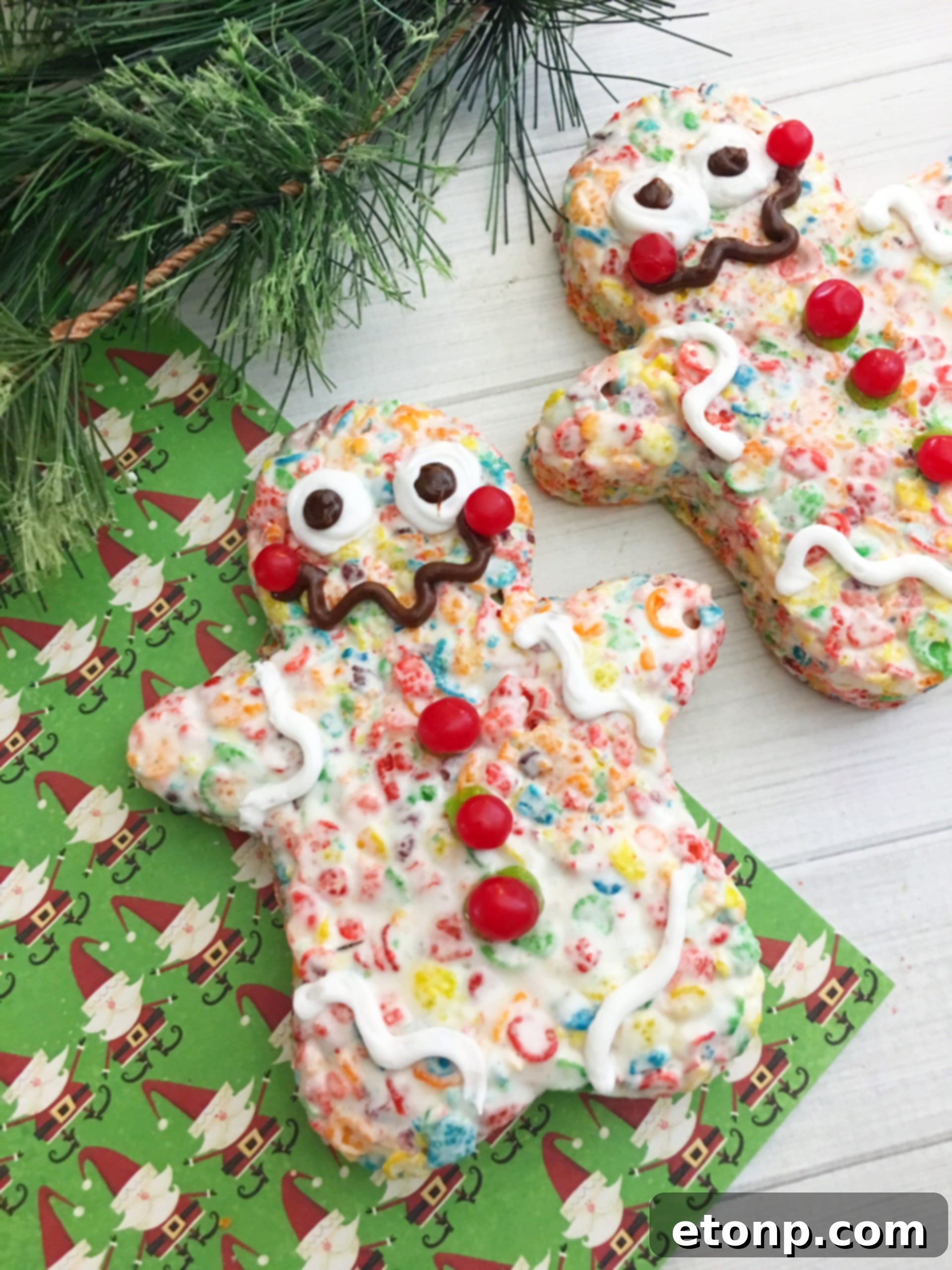Adorable Fruity Pebbles Gingerbread Krispy Treats