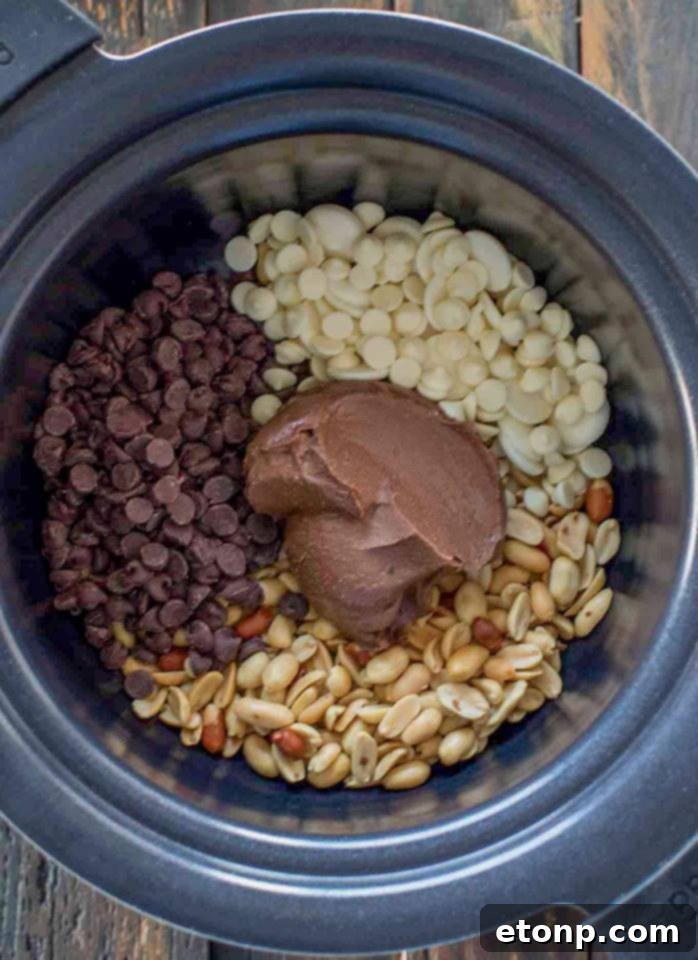Clusters of rich Slow Cooker Chocolate Peanut Candy, perfect for a sweet treat