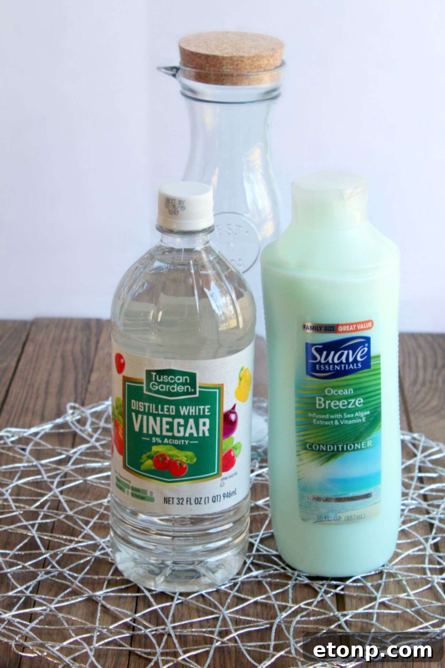 A bottle of hair conditioner, a key ingredient for DIY fabric softener.