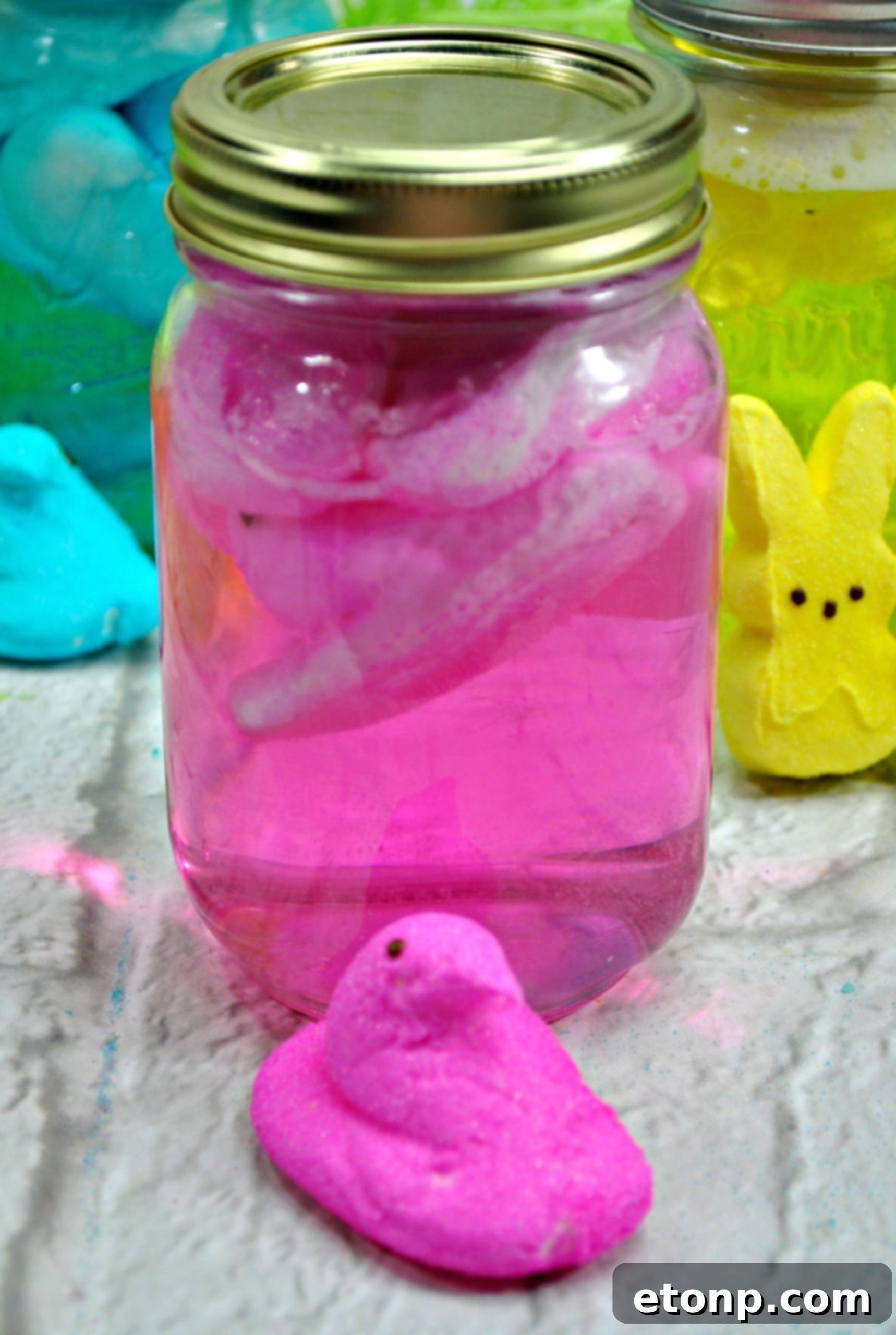 Kids' version of Peeps drink with Sprite and colorful Peeps