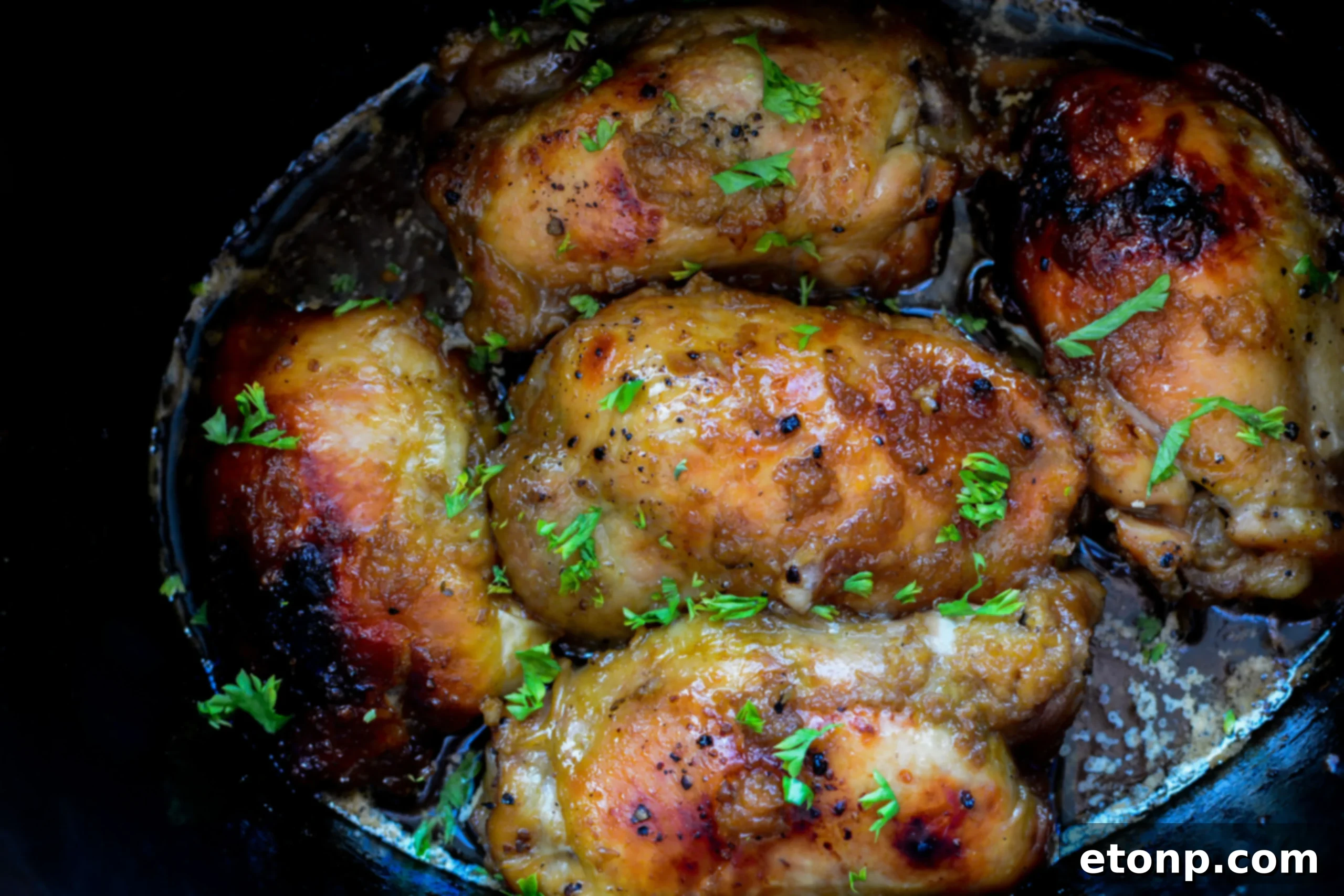 A delectable serving of Crock Pot Garlic Brown Sugar Chicken topped with fresh green onions, alongside white rice.