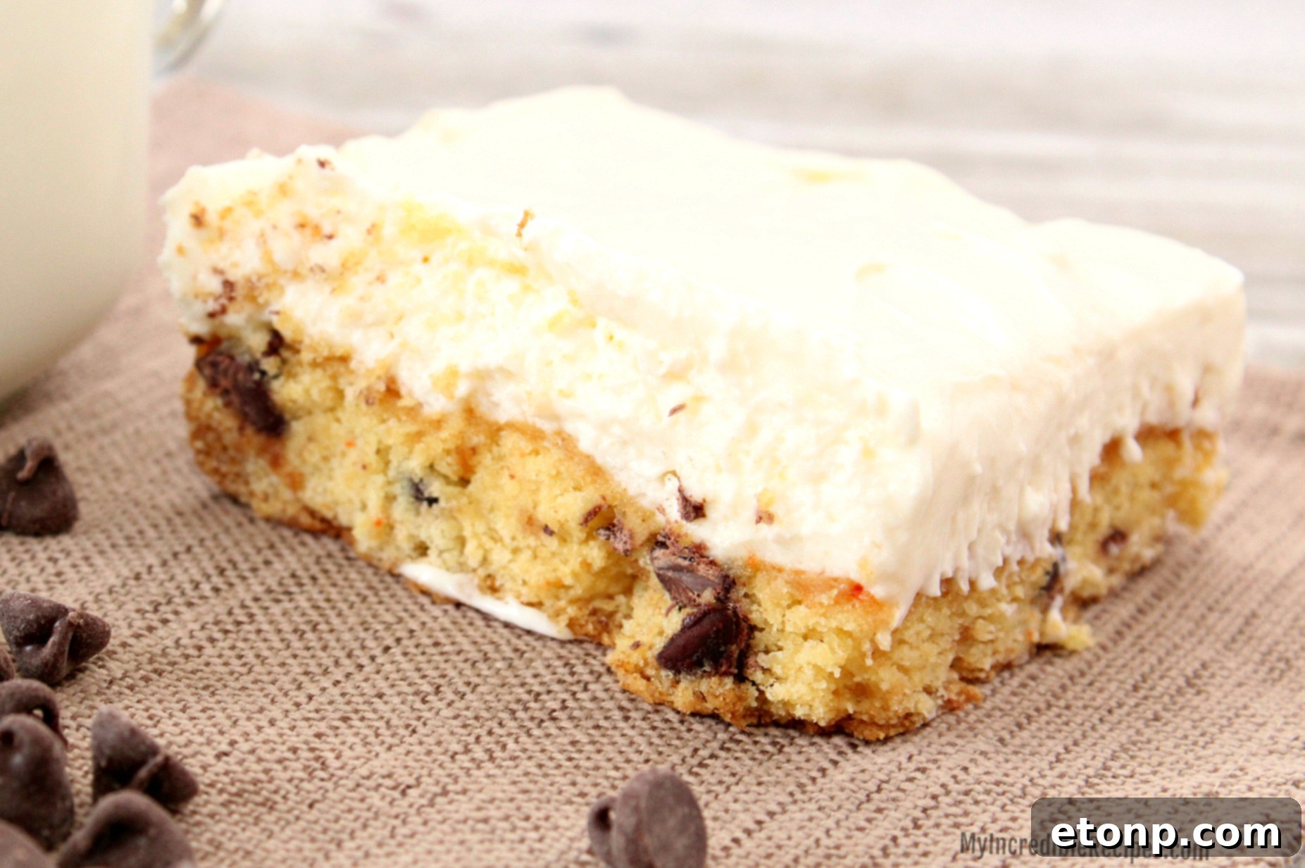 Delicious Toll House Chocolate Chip Cheesecake Bars ready to be served