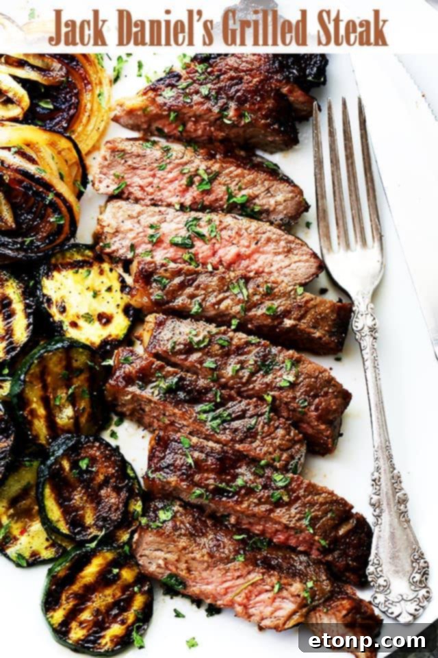 Grilled New York Strip Steak with Jack Daniel's marinade