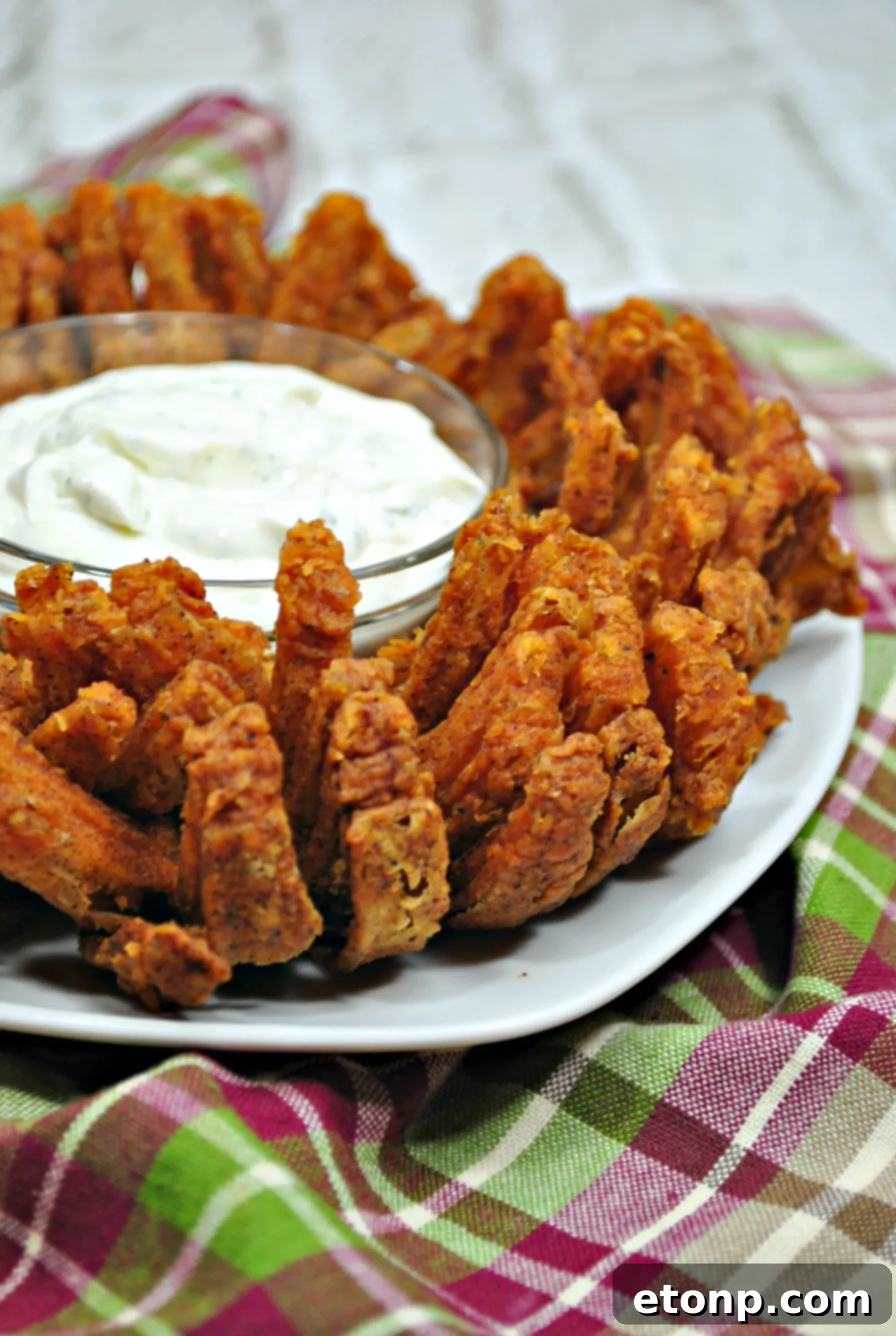Bloomin' Onion perfectly coated and ready for the air fryer