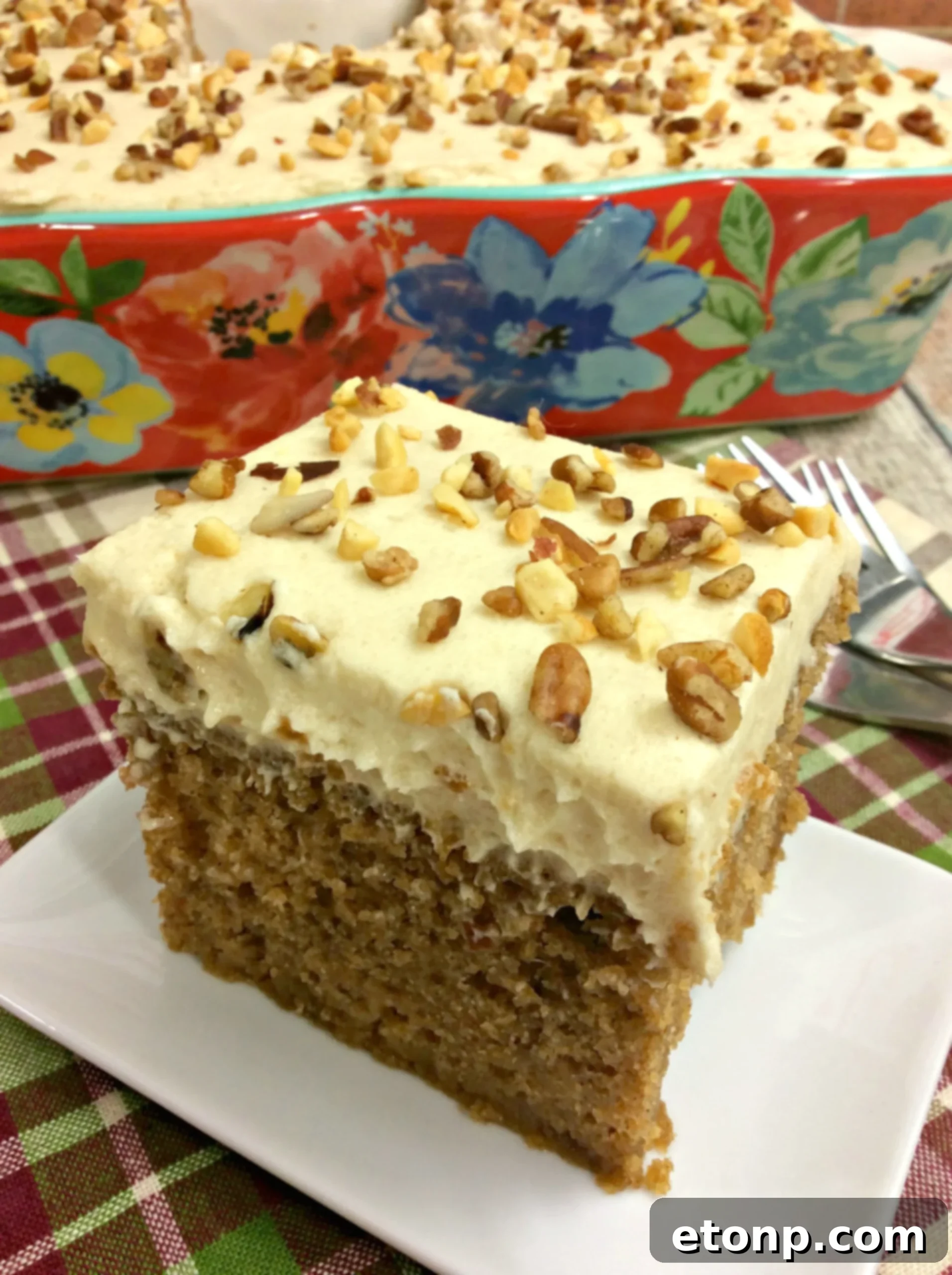 Sliced Fall Preacher Cake with Brown Sugar Buttercream Frosting, revealing a moist interior