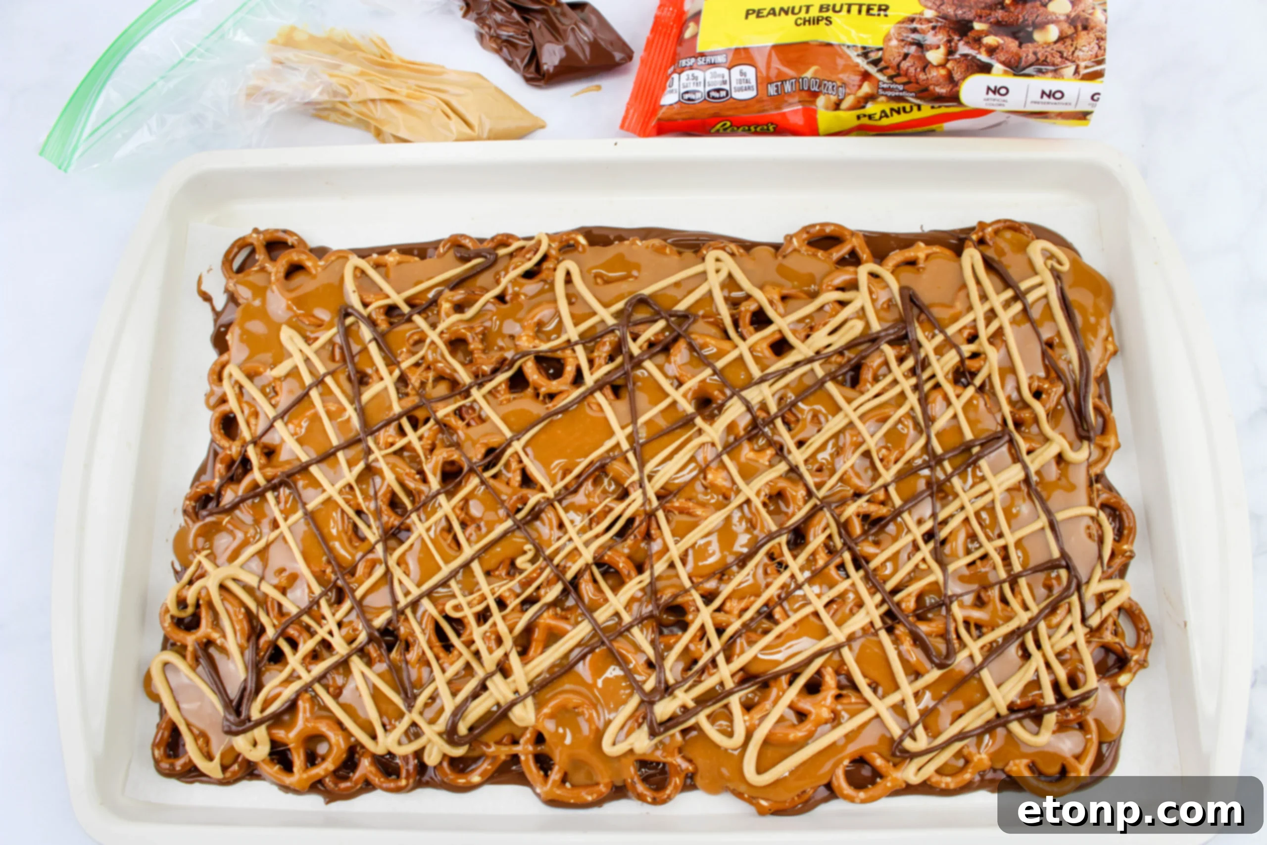 Salty Sweet No-Bake Pretzel Caramel Bars 4 No Bake Caramel Pretzel Crack Bars with chocolate drizzles