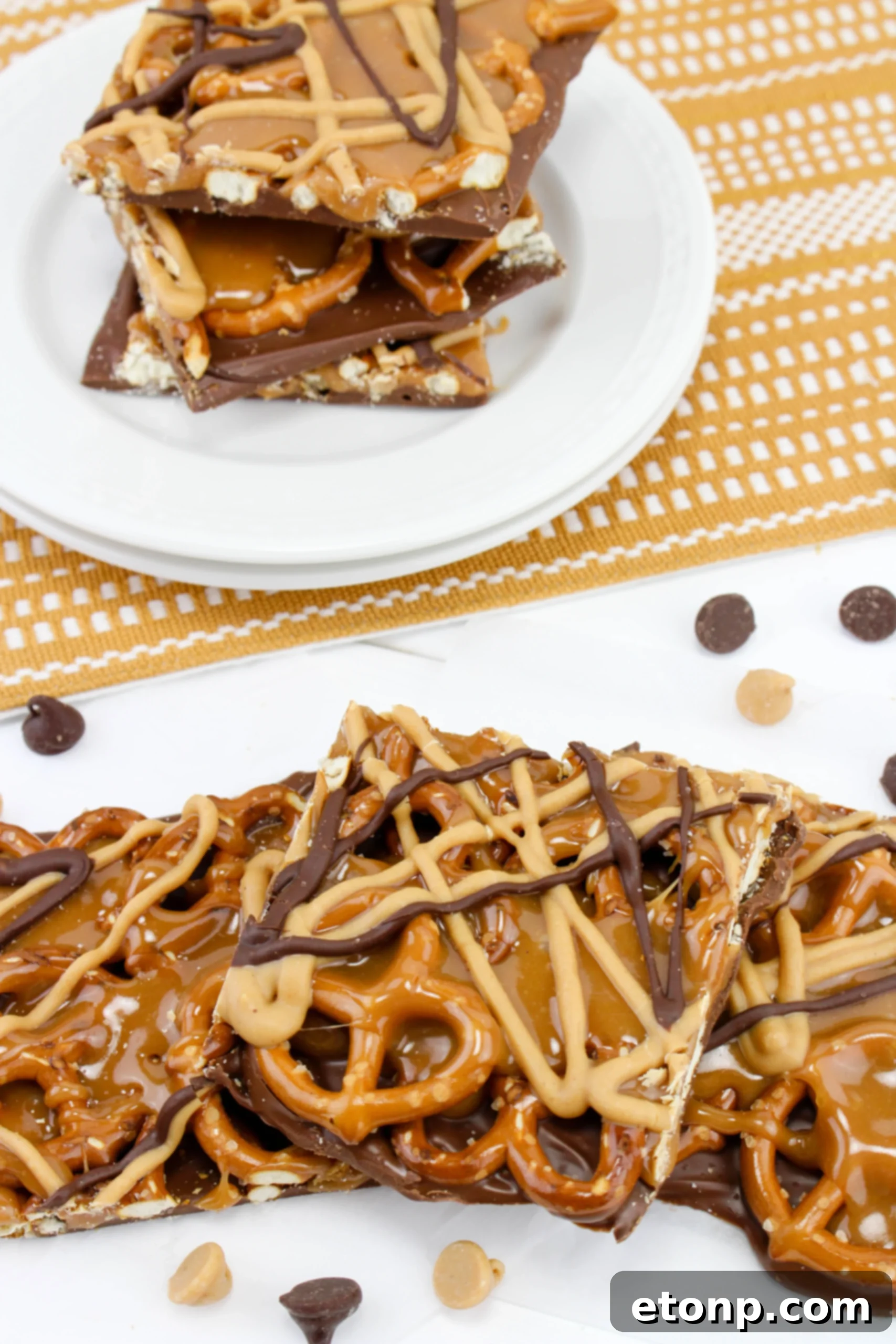 Salty Sweet No-Bake Pretzel Caramel Bars 8 No Bake Caramel Pretzel Crack Bars from above