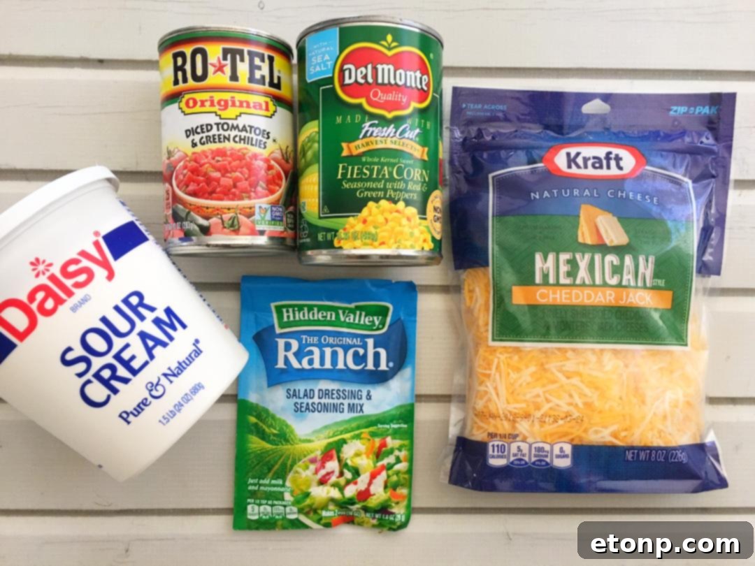 Creamy and colorful 5-ingredient fiesta dip